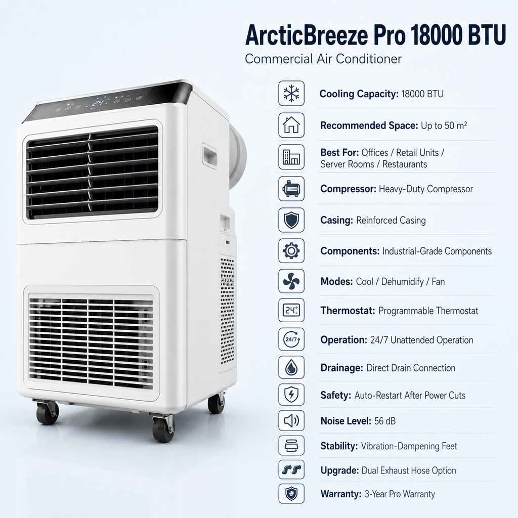 ArcticBreeze Pro 18000 BTU Commercial Air Conditioner - Specification image